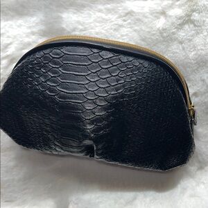 Nordstrom Black Textured Clutch with Gold Zipper
